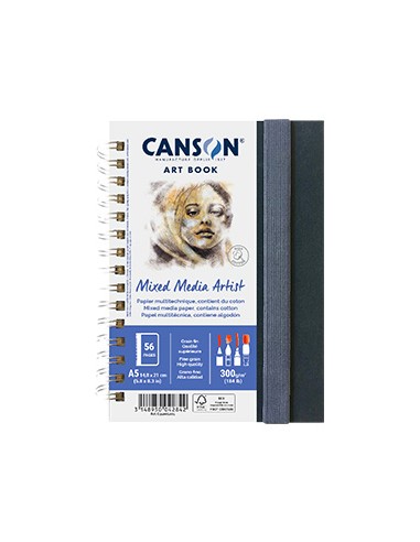 Caderno Canson Artbook Mixed Media Artist A5 300gr 56 Folhas