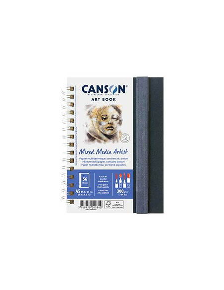 Caderno Canson Artbook Mixed Media Artist A5 300gr 56 Folhas