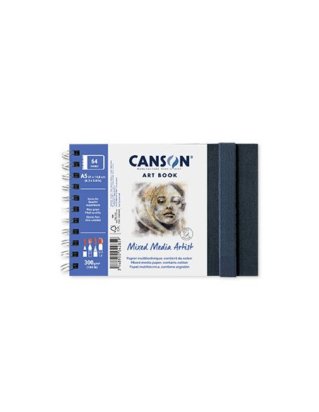 Caderno Canson Artbook Mixed Media Artist A5 300gr 56 Folhas