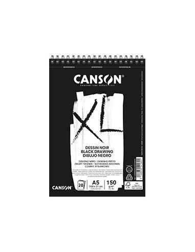 Bloco Espiralado Canson XL Dessin Noir A5 150gr 20 Folhas