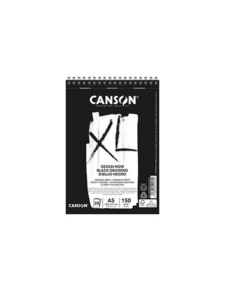 Bloco Espiralado Canson XL Dessin Noir A5 150gr 20 Folhas