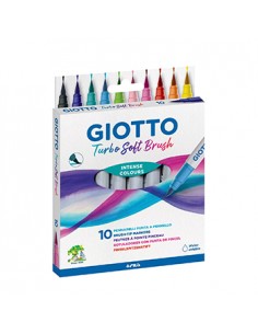 Marcador Feltro Aguarelável Giotto Turbo Soft Brush 10 Cores