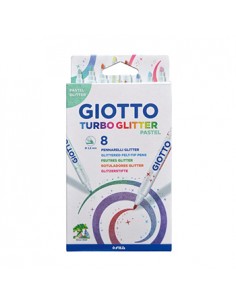 Marcador Feltro Giotto Turbo Glitter Pastel 8 Cores