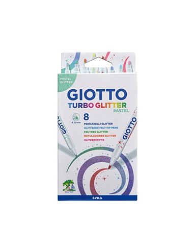 Marcador Feltro Giotto Turbo Glitter Pastel 8 Cores