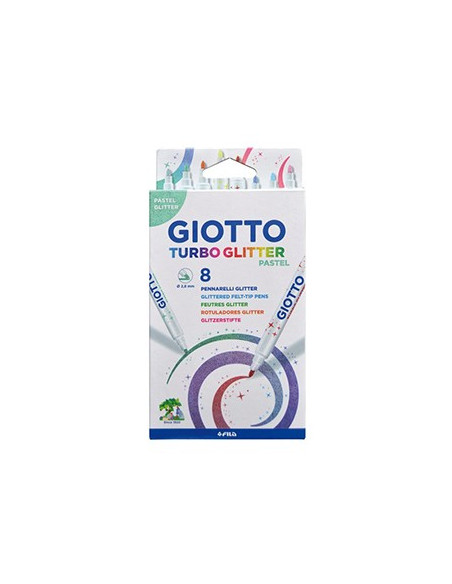 Marcador Feltro Giotto Turbo Glitter Pastel 8 Cores