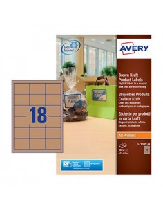 Etiquetas Kraft 62x42mm Avery 20 Folhas Castanho 360un