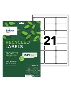 Etiquetas Recicladas 63,5x38,1mm Avery 15 Folhas 315un