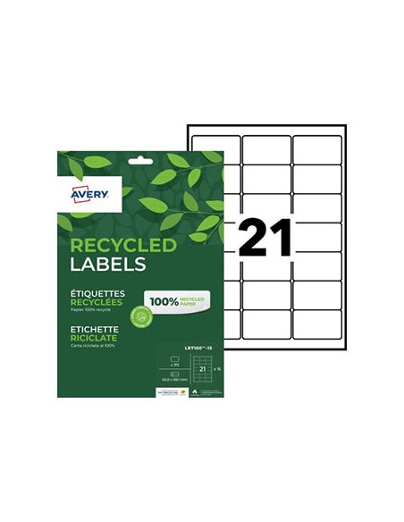 Etiquetas Recicladas 63,5x38,1mm Avery 15 Folhas 315un