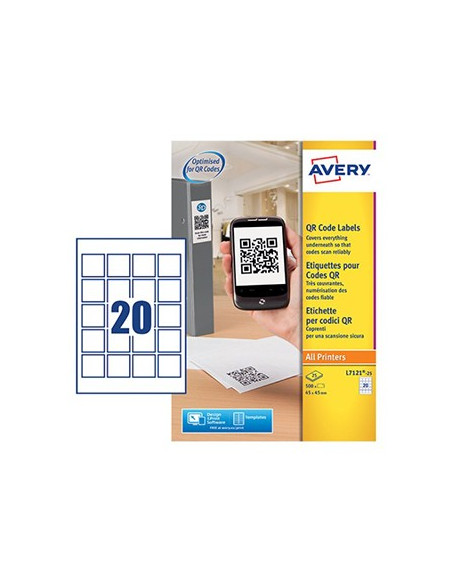 Etiquetas QRcode 45x45mm Avery 25 Folhas 500un