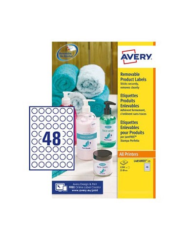 Etiquetas Redondas Removíveis 25mm Avery 25 Folhas 1200un