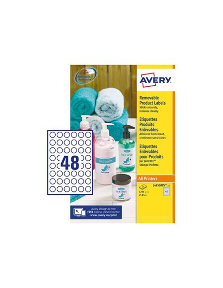 Etiquetas Redondas Removíveis 25mm Avery 25 Folhas 1200un