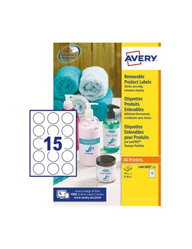 Etiquetas Redondas Removíveis 51mm Avery 25 Folhas 1200un