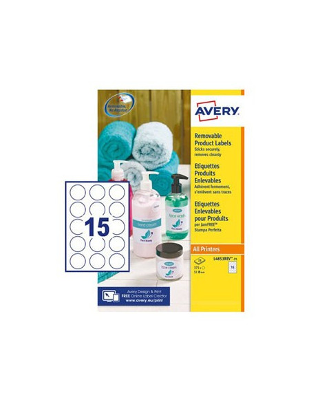 Etiquetas Redondas Removíveis 51mm Avery 25 Folhas 1200un