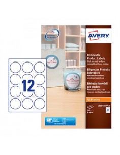 Etiquetas Redondas Removíveis 60mm Avery 20 Folhas 240un
