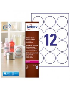 Etiquetas Redondas Glossy 60mm Avery 10 Fls Transp. 120un