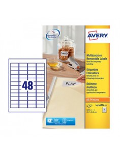 Etiquetas Removíveis 45,7x21,2mm  Avery 25 Folhas 1200un