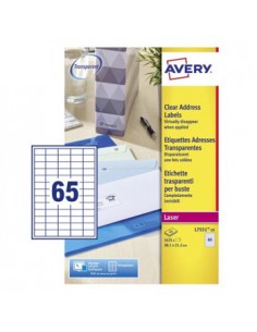 Etiquetas 38,1x21,2mm Avery 25 Folhas Transparente 1625un