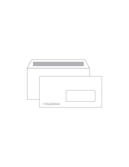 Envelopes 110x220mm DL c/janela (Laser) Cx 500un