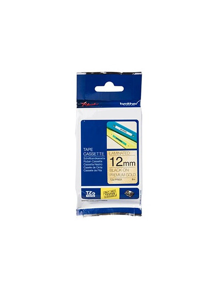 Fita Laminada 12mmx8mts Ouro Premium/Preto