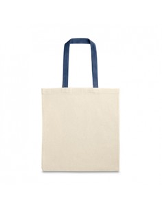 Saco de Compras 100% Algodão Alças em Azul Compridas