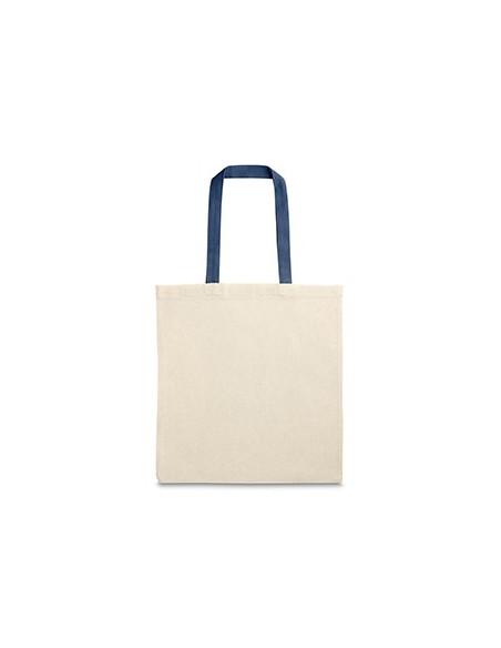 Saco de Compras 100% Algodão Alças em Azul Compridas