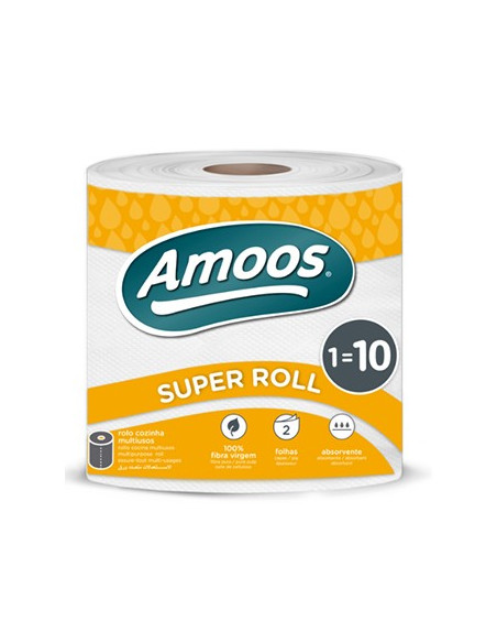 Rolo Toalhas Mão 070mx22cm 2Fls Amoos Super Roll 1un
