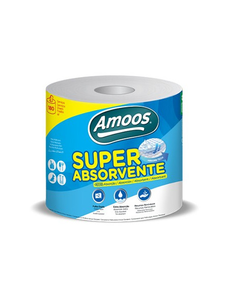 Rolo Toalhas Mão 045mx20,7cm 2Fls Amoos Super Absorvente 1un
