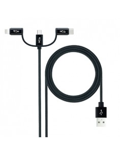 Cabo USB-A para Type-C / Lightning / micro-USB 1m