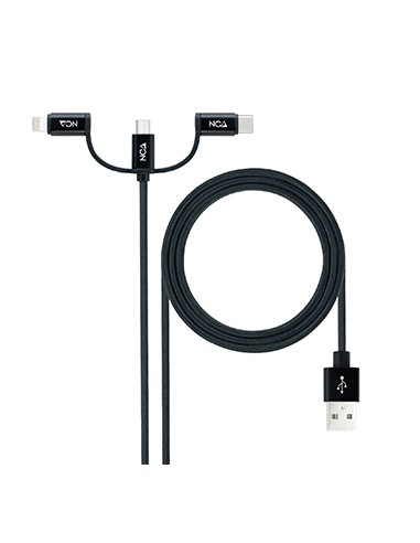 Cabo USB-A para Type-C / Lightning / micro-USB 1m