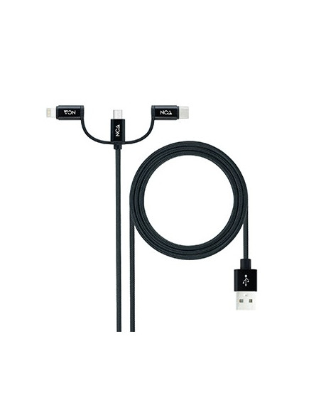 Cabo USB-A para Type-C / Lightning / micro-USB 1m