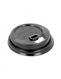 Tampa Alta para Copos 120ml 6,2cm Preto PS 100un