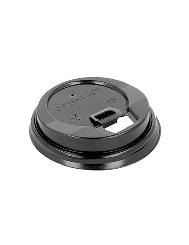 Tampa Alta para Copos 120ml 6,2cm Preto PS 100un