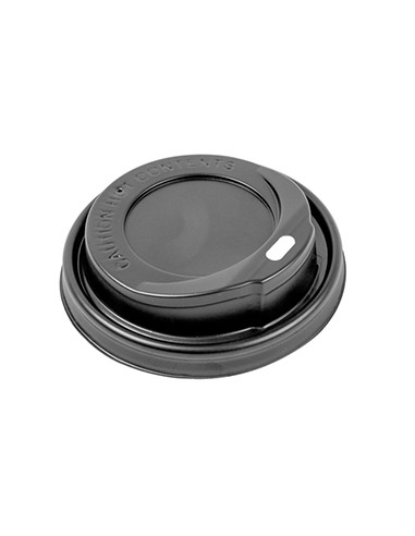 Tampa Alta para Copos 240ml 8cm Preto PS 100un