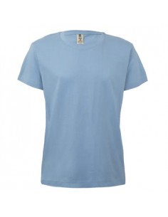 T-Shirt Criança Algodão 155g Azul Pastel Tamanho 1/2