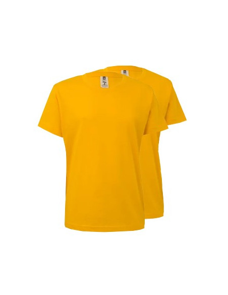 T-Shirt Criança Algodão 155g Amarelo Tamanho 5/6 Pack 2un