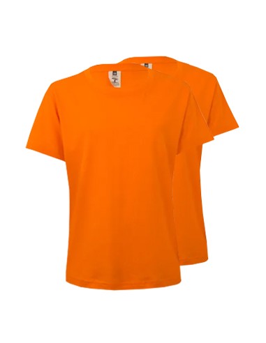 T-Shirt Criança Algodão 155g Laranja Tamanho 1/2 Pack 2un