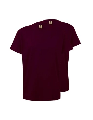 T-Shirt Criança Algodão 155g Bordeaux Tamanho 1/2 Pack 2un