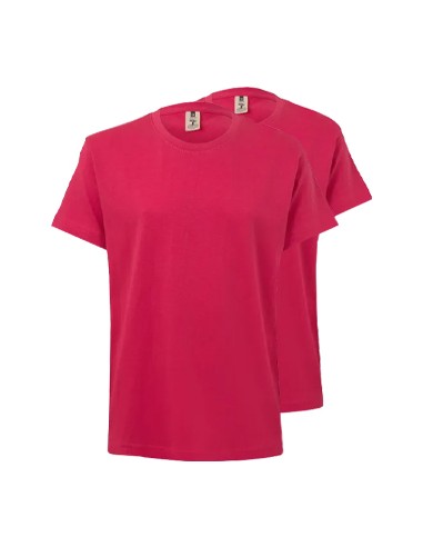 T-Shirt Criança Algodão 155g Rosa Forte Tamanho 1/2 Pack2