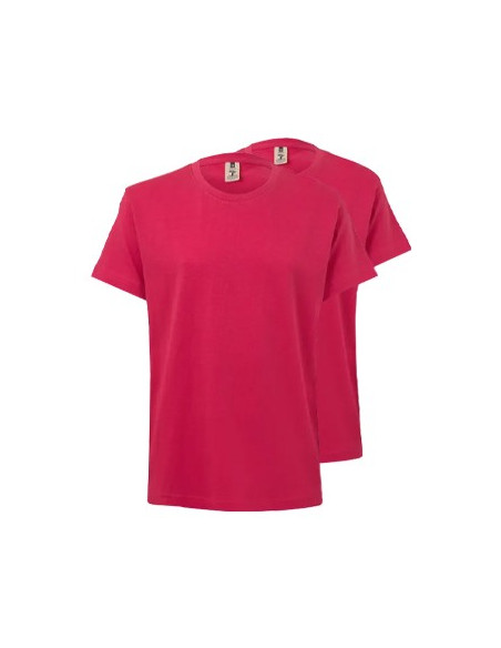 T-Shirt Criança Algodão 155g Rosa Forte Tamanho 9/11 Pack2