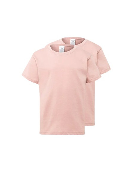 T-Shirt Criança Algodão 155g Rosa Pastel Tamanho 3/4 Pack2