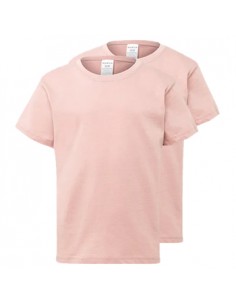 T-Shirt Criança Algodão 155g Rosa Pastel Tamanho 12/14 Pack2