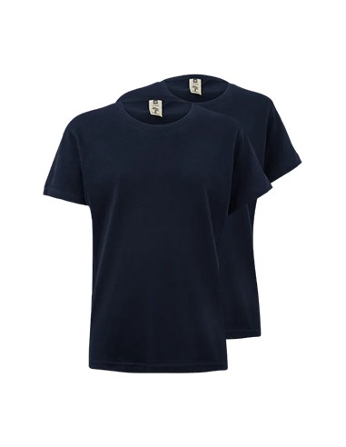 T-Shirt Criança Algodão 155g Azul Navy Tamanho 1/2 Pack 2un