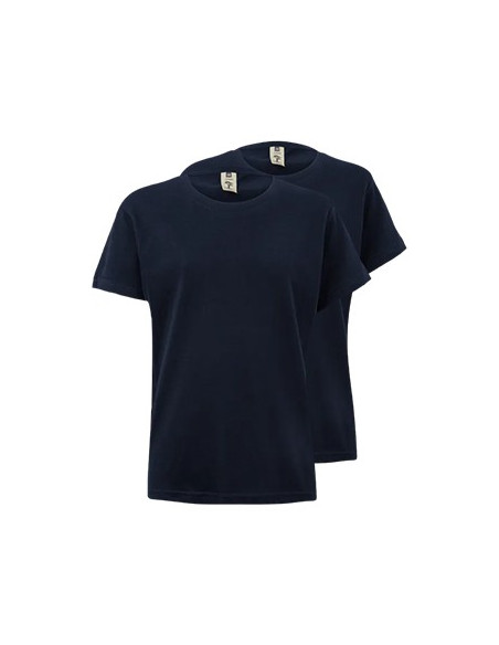 T-Shirt Criança Algodão 155g Azul Navy Tamanho 3/4 Pack 2un