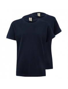 T-Shirt Criança Algodão 155g Azul Navy Tamanho 5/6 Pack 2un