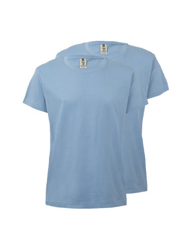 T-Shirt Criança Algodão 155g Azul Pastel Tamanho 1/2 Pack2