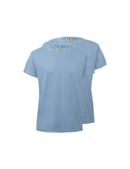 T-Shirt Criança Algodão 155g Azul Pastel Tamanho 5/6 Pack2