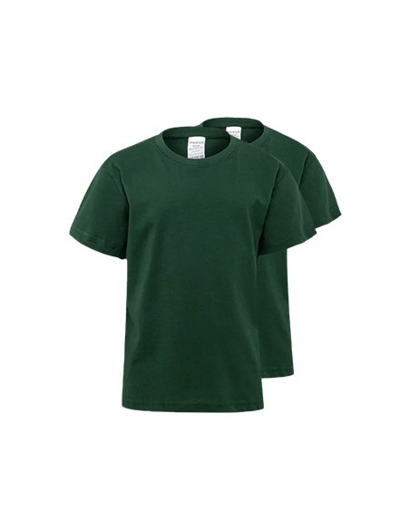 T-Shirt Criança Algodão 155g Verde Garrafa Tam 1/2 Pack2