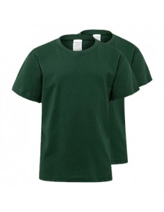 T-Shirt Criança Algodão 155g Verde Garrafa Tam 12/14 Pack2