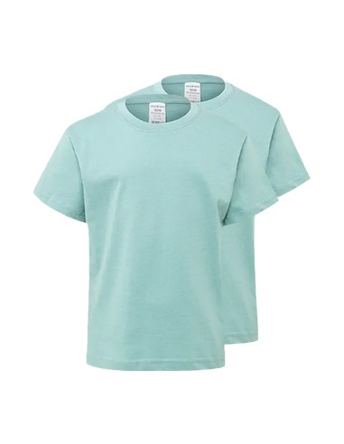 T-Shirt Criança Algodão 155g Verde Pastel Tam 1/2 Pack 2un