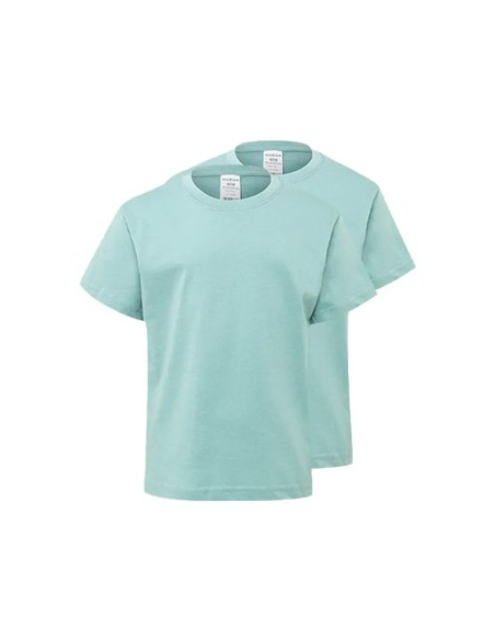 T-Shirt Criança Algodão 155g Verde Pastel Tam 3/4 Pack 2un